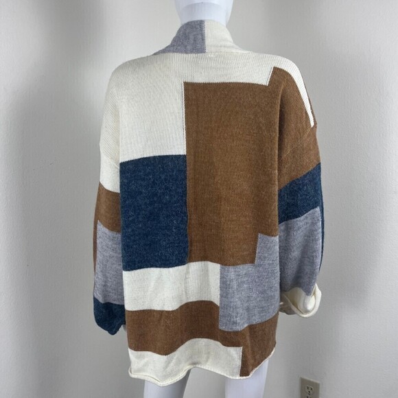 Fable Size M Colorblock Open Front Cardigan Sweater Relaxed Fit Loungewear - Picture 3 of 13